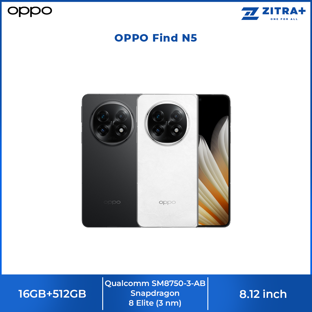 OPPO Find N5 16GB+512GB |  8.12 inches, Foldable LTPO OLED | 50MP Main Camera |  Qualcomm SM8750-3-AB Snapdragon 8 Elite (3 nm) | Si/C Li-Ion 5600 mAh
